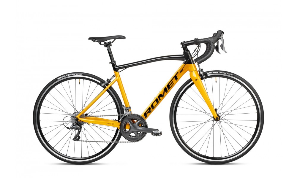 Rower szosowy Romet Huragan 2 2024 - czarno-musztardowy