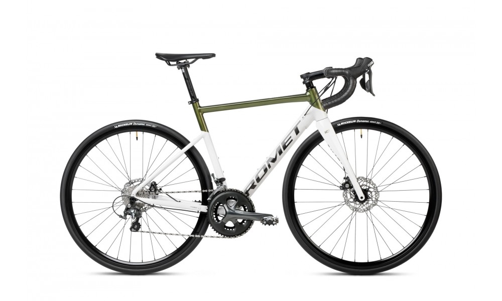 Rower szosowy Romet Huragan 4 2024 - zielono-biało-grafitowy