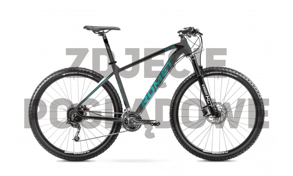 Rower górski Romet Mustang M1 CS 2024 - antracytowo-turkusowy