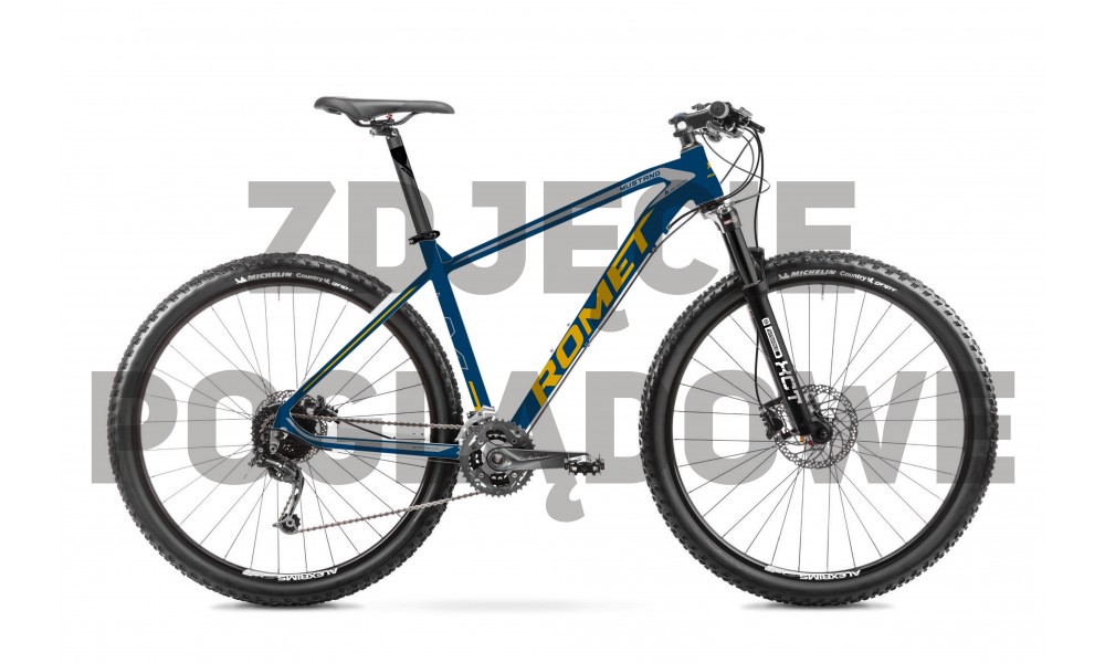 Rower górski Romet Mustang M3 CS 2024 - ciemnoniebiesko-żółty