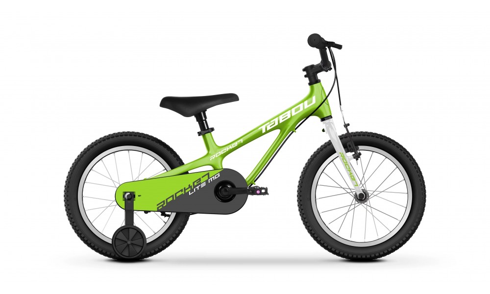 Rower dziecięcy Tabou Rocket LITE MG 18 2024 - limonkowo-biały