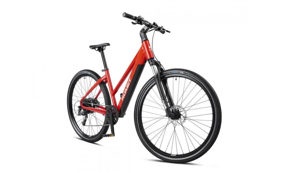 Rower crossowy elektryczny Romet e-Orkan D1.0 2024 - czerwony
