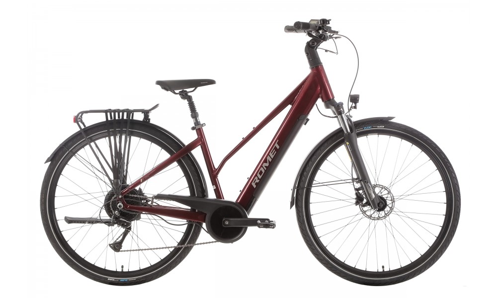 Rower trekkingowy elektryczny Romet Gazela 1.0 2024 - bordowy