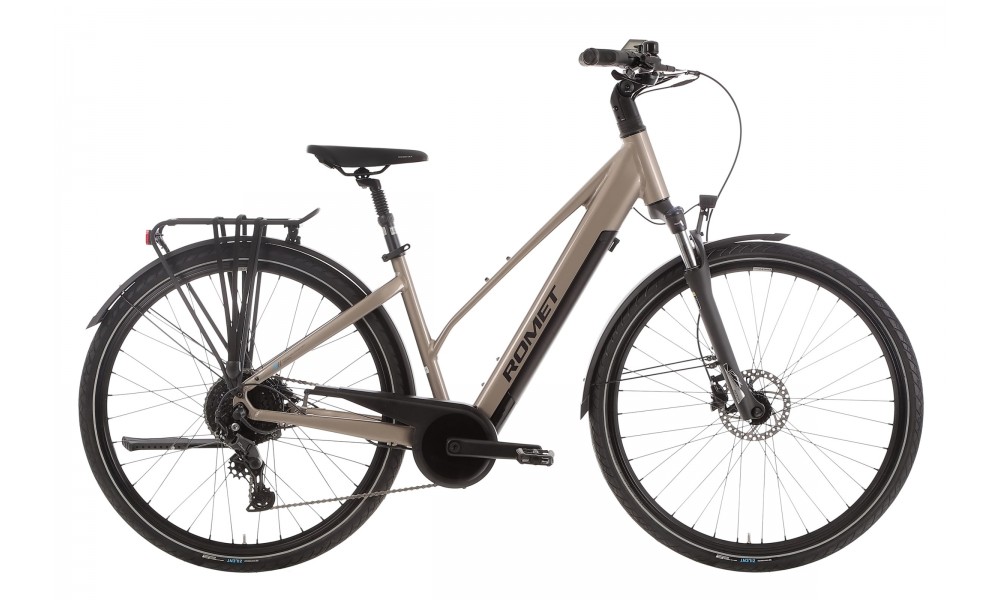Rower trekkingowy elektryczny Romet Gazela 2.0 2024 - beżowo-szary