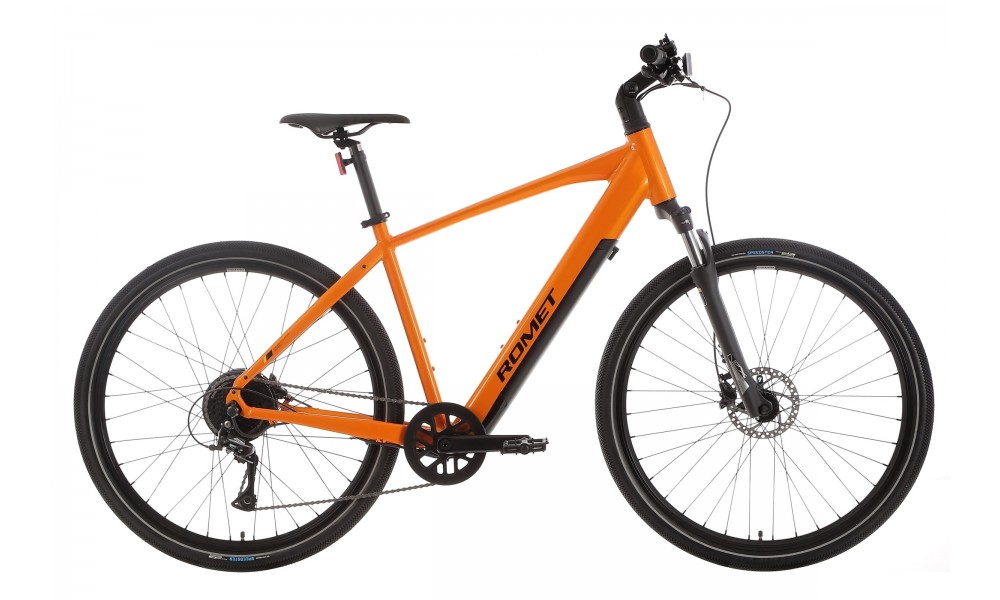 Rower crossowy elektryczny Romet e-Orkan M1.0 2024 - pomarańczowy