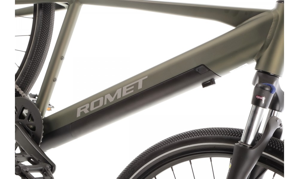 Rower crossowy elektryczny Romet e-Orkan M1.0 2024 - ciemnozielony