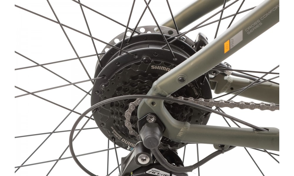 Rower crossowy elektryczny Romet e-Orkan M1.0 2024 - ciemnozielony