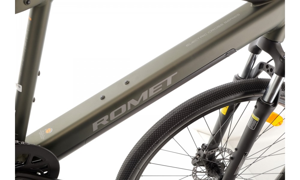 Rower crossowy elektryczny Romet e-Orkan M1.0 2024 - ciemnozielony