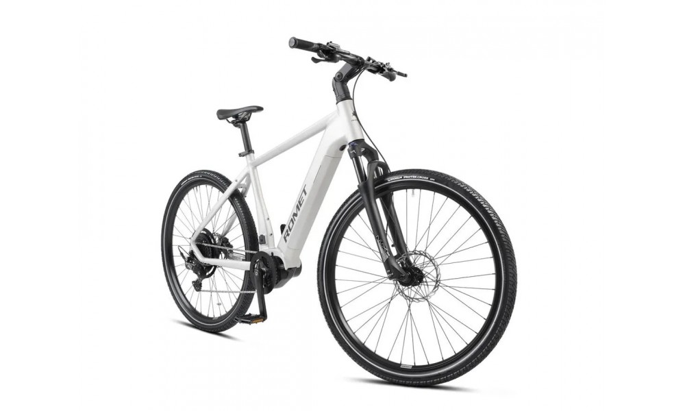 Rower crossowy elektryczny Romet e-Orkan M2.0 2024 - srebrny