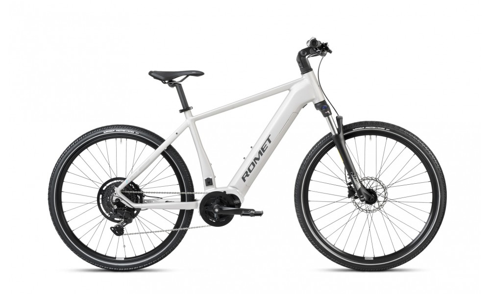 Rower crossowy elektryczny Romet e-Orkan M2.0 2024 - srebrny