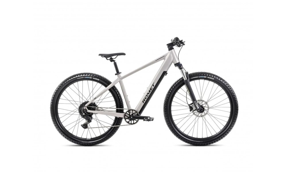 Rower górski elektryczny Romet E-Rambler 2.0 2024 - srebrno-grafitowy