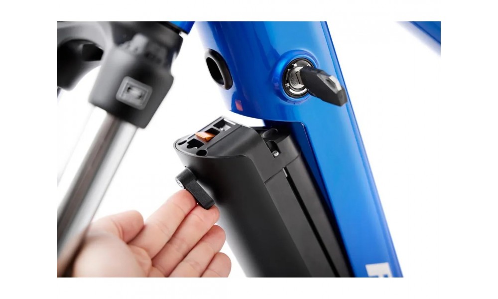 Rower górski elektryczny Romet E-Rambler 2.0 2024 - niebiesko-srebrny