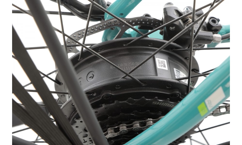 Rower miejski elektryczny ROMET e-Modeco URB 1.0 2024 - turkusowy