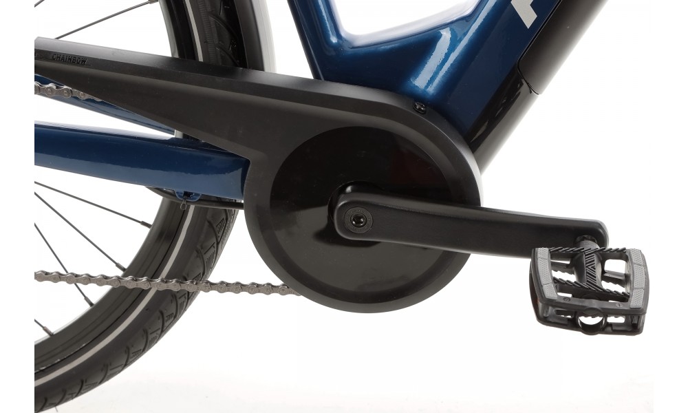 Rower miejski elektryczny ROMET e-Modeco URB 1.0 2024 - granatowo-srebrny