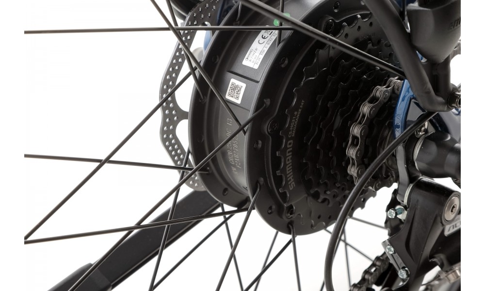 Rower miejski elektryczny ROMET e-Modeco URB 1.0 2024 - granatowo-srebrny