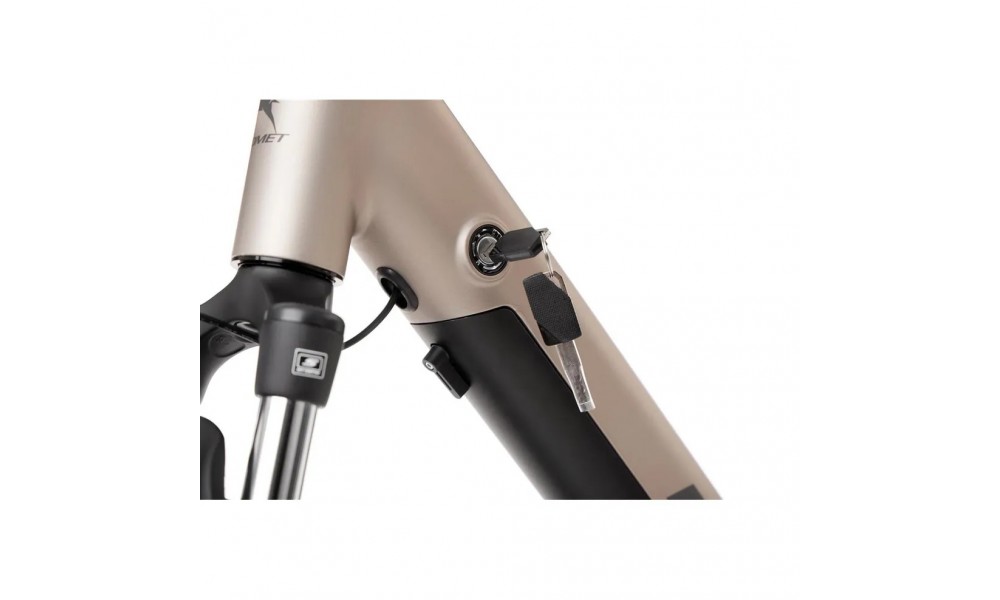 Rower miejski elektryczny ROMET e-Modeco URB 1.0 2024 - szampańsko-czarny