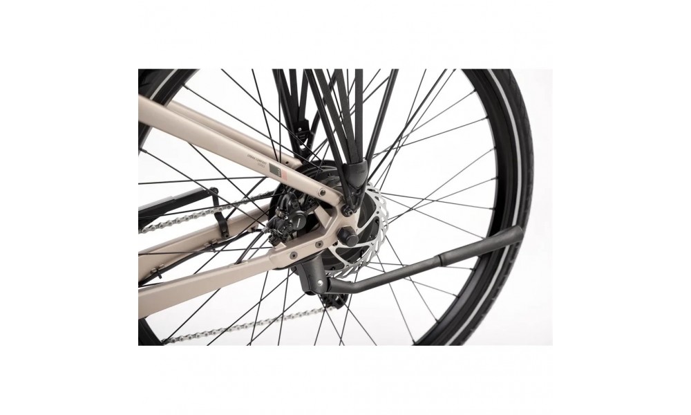 Rower miejski elektryczny ROMET e-Modeco URB 1.0 2024 - szampańsko-czarny