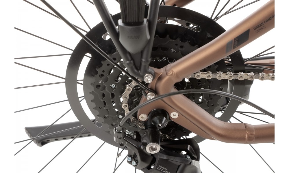 Rower miejski elektryczny ROMET e-Modeco URB 2.0 2024 - brązowy-czarny