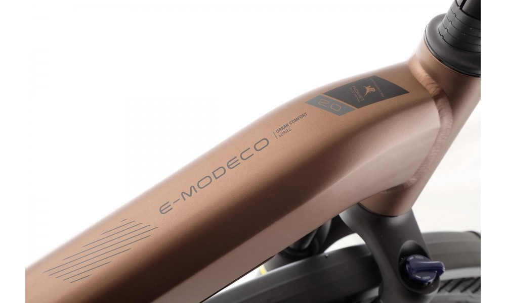 Rower miejski elektryczny ROMET e-Modeco URB 2.0 2024 - brązowy-czarny
