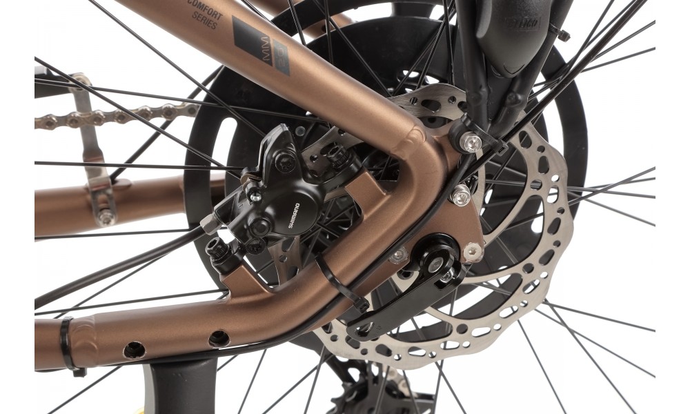 Rower miejski elektryczny ROMET e-Modeco URB 2.0 2024 - brązowy-czarny