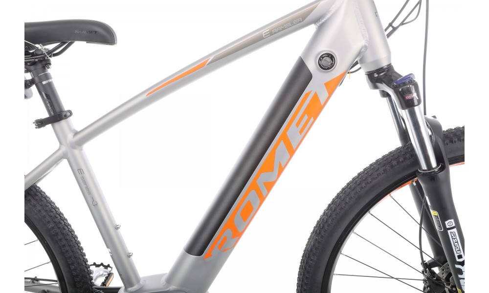Rower górski elektryczny Romet E-Rambler E9.0 Bafang New Energy 504Wh - grafitowo-pomarańczowy