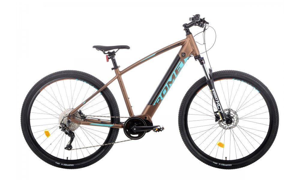 Rower górski elektryczny Romet E-Rambler E9.0 Bafang New Energy 504Wh - mokka-turkus