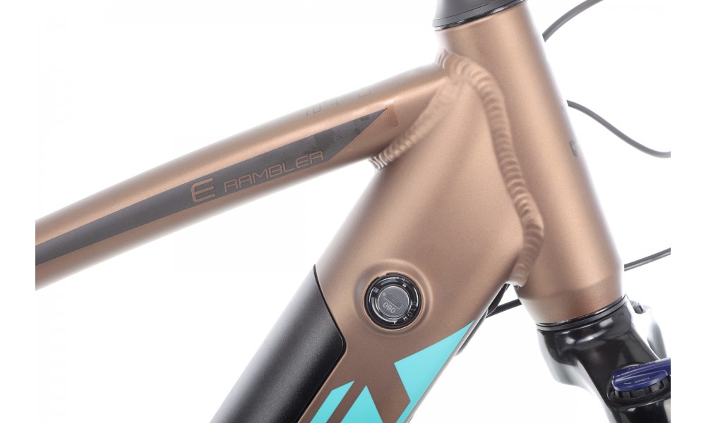 Rower górski elektryczny Romet E-Rambler E9.0 Bafang New Energy 504Wh - mokka-turkus