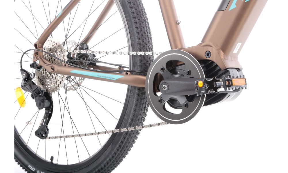 Rower górski elektryczny Romet E-Rambler E9.0 Bafang New Energy 504Wh - mokka-turkus