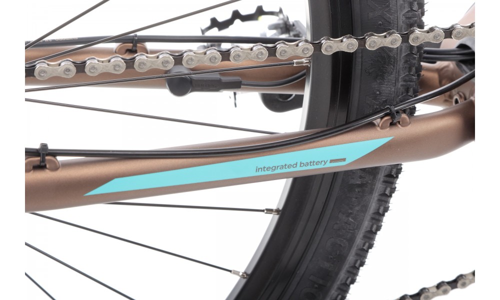 Rower górski elektryczny Romet E-Rambler E9.0 Bafang New Energy 504Wh - mokka-turkus