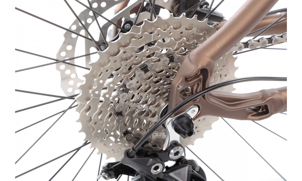 Rower górski elektryczny Romet E-Rambler E9.0 Bafang New Energy 504Wh - mokka-turkus