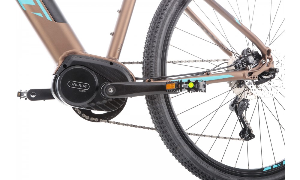 Rower górski elektryczny Romet E-Rambler E9.0 Bafang New Energy 504Wh - mokka-turkus