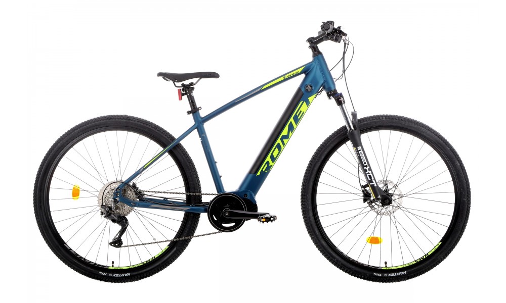 Rower górski elektryczny Romet E-Rambler E9.0 Bafang New Energy 504Wh - granatowo-limonkowy