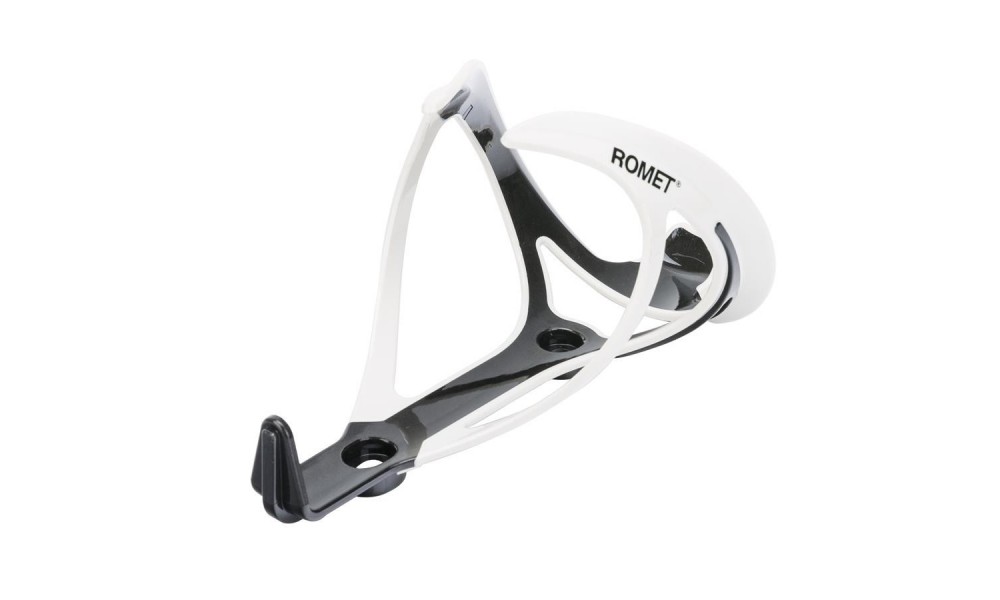 Koszyk bidonu Romet CL-110 wzmocniony karbonem - biało-czarny