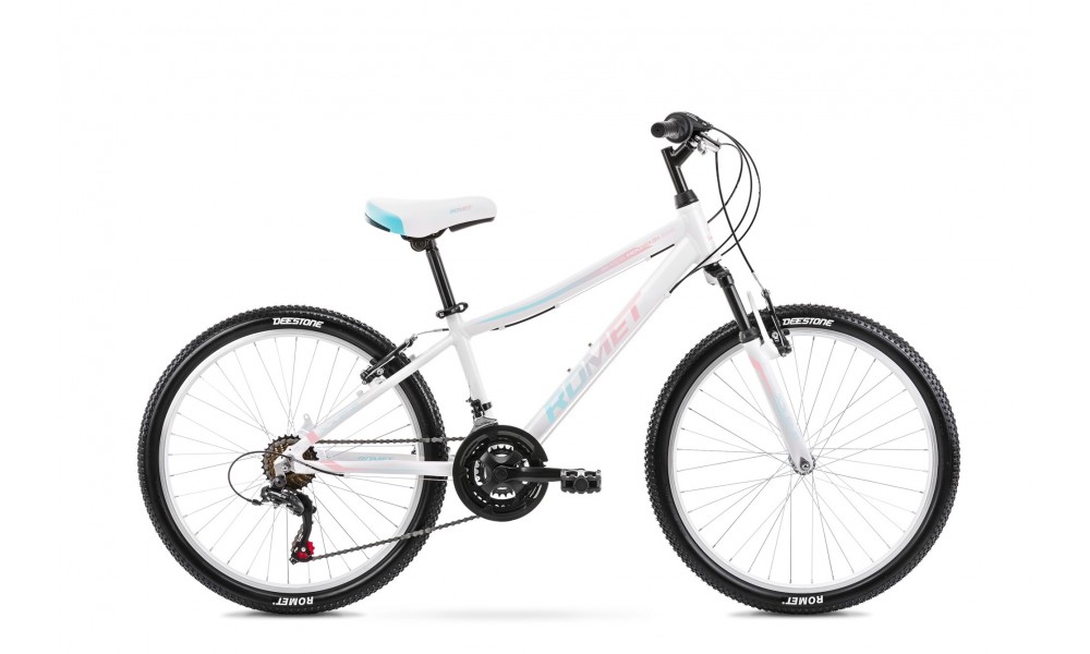 Rower młodzieżowy Romet Jolene 24  - biało-niebiesko-różowy