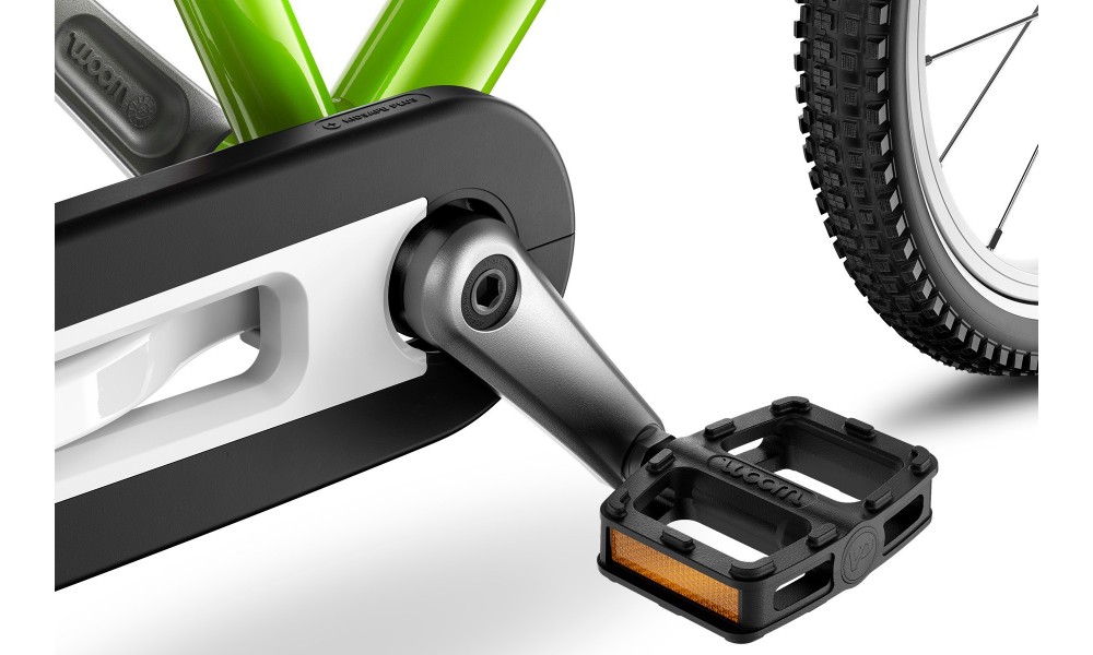 Rower dziecięcy Woom 2 14"  + podpórka Leggie S - zielony-żółty