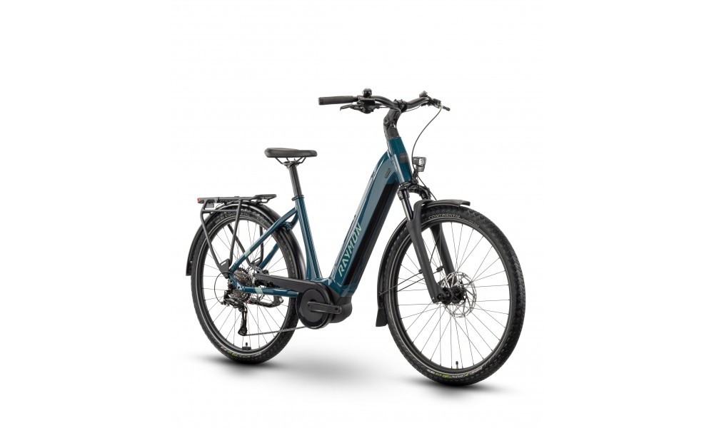 Rower miejski elektryczny R-Raymon Metmo - niebiesko-miętowy