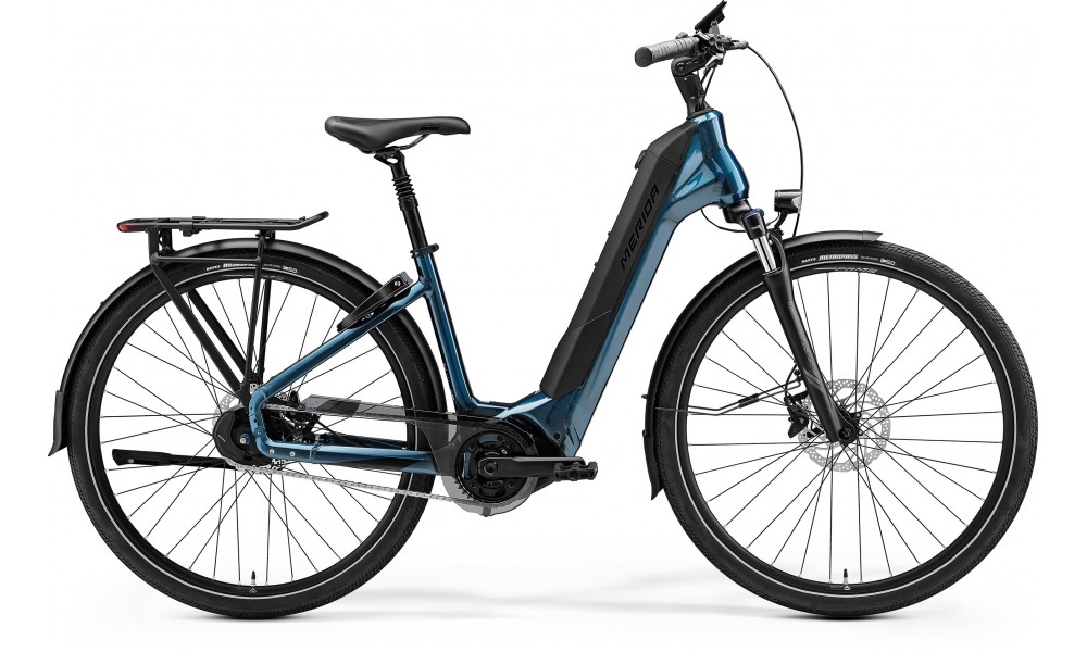 Rower miejski elektryczny Merida eSpresso City 775 EQ 2025 - niebiesko-czarny