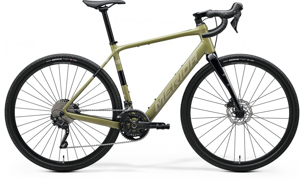 Rower gravel elektryczny Merida eSilex 400 2025 - zielono-brązowy