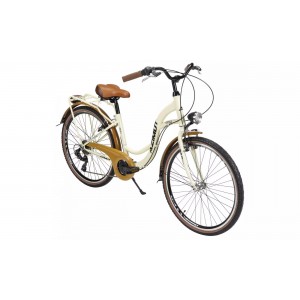 Rower miejski Azimut Vintage 26 TX7 - kremowo-brązowy 2