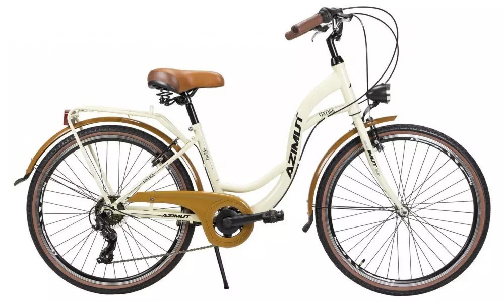 Rower miejski Azimut Vintage 26 TX7 - kremowo-brązowy