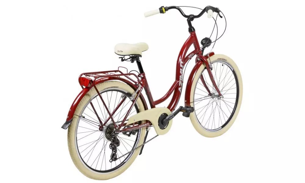 Rower miejski Azimut Vintage 26 TX7 - bordowo-biały