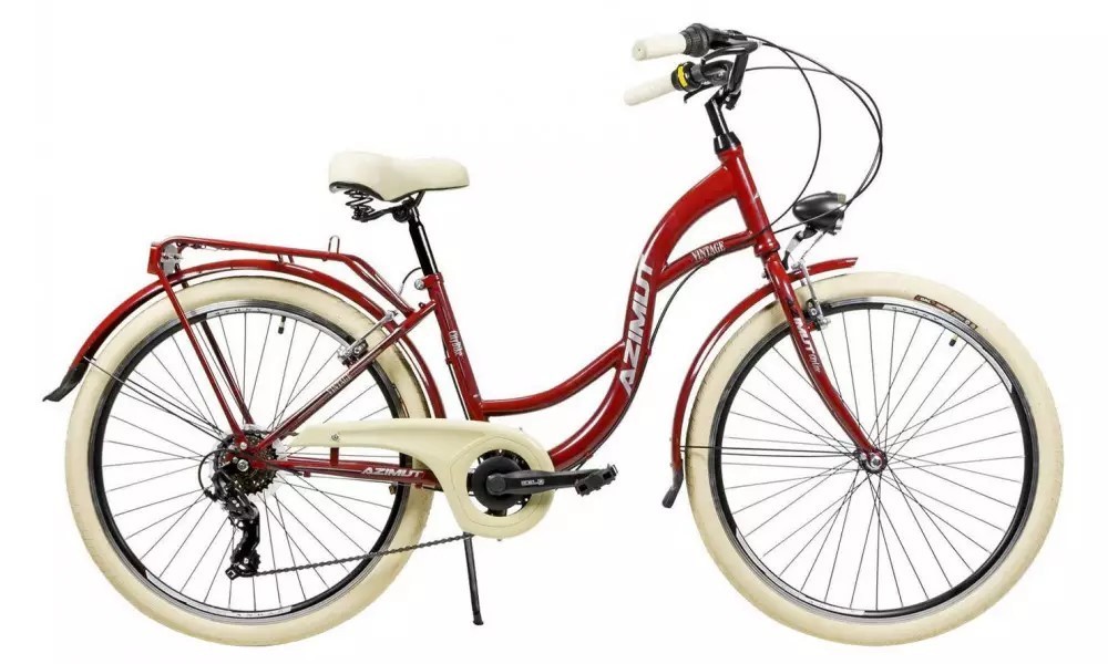 Rower miejski Azimut Vintage 26 TX7 - bordowo-biały