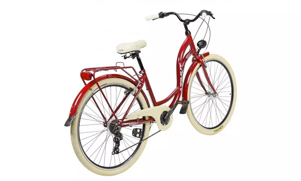 Rower miejski Azimut Vintage 28 TX7 - bordowo-biały