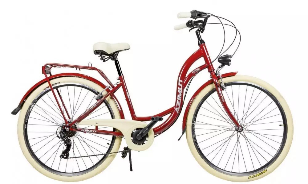Rower miejski Azimut Vintage 28 TX7 - bordowo-biały