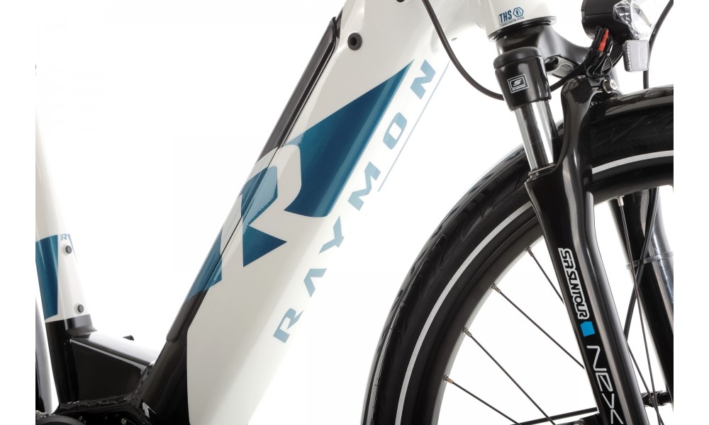 Rower miejski elektryczny R-Raymon CityRay E 7.0 CB - biało-czarny