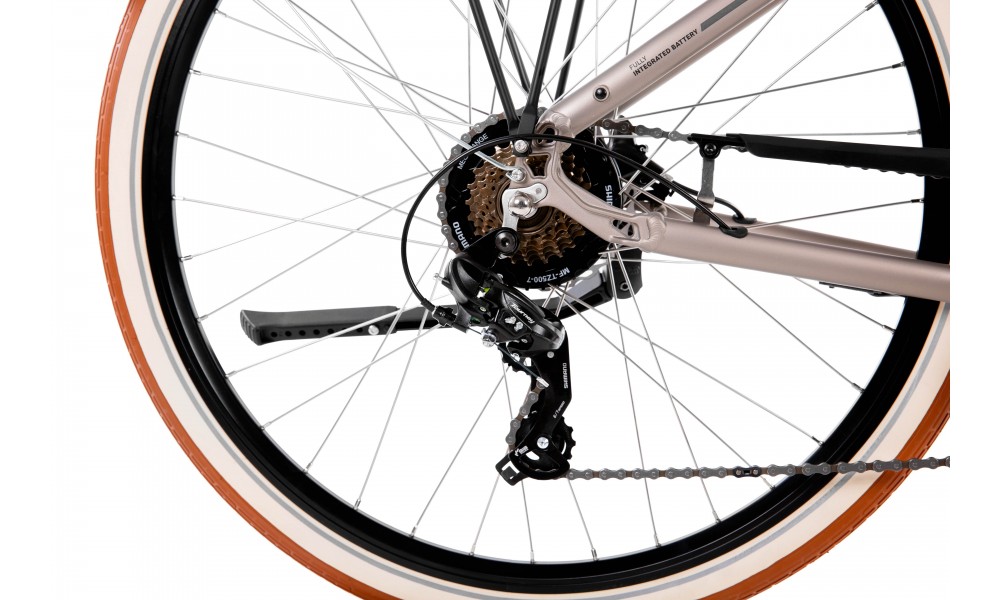 Rower miejski elektryczny ProEco by Romet Wave AN 1.0 2025 + koszyk - szampański