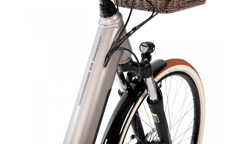 Rower miejski elektryczny ProEco by Romet Wave AN 1.0 2025 + koszyk - szampański