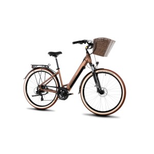 Rower miejski elektryczny ProEco by Romet Wave AN 1.0 2025 + koszyk - brązowy 2