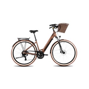 Rower miejski elektryczny ProEco by Romet Wave AN 1.0 2025 + koszyk - brązowy 1