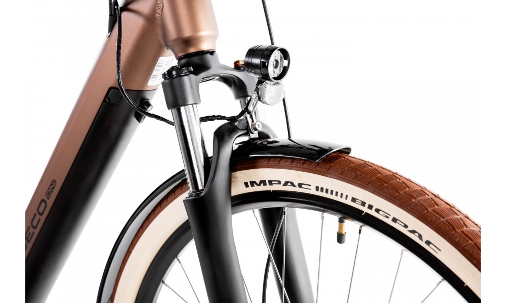 Rower miejski elektryczny ProEco by Romet Wave AN 1.0 2025 + koszyk - brązowy